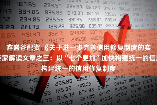 鑫盛谷配资 《关于进一步完善信用修复制度的实施方案》专家解读文章之三：以“七个更加”加快构建统一的信用修复制度