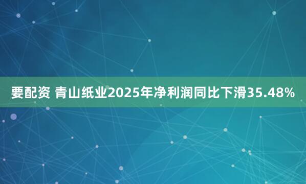 要配资 青山纸业2025年净利润同比下滑35.48%